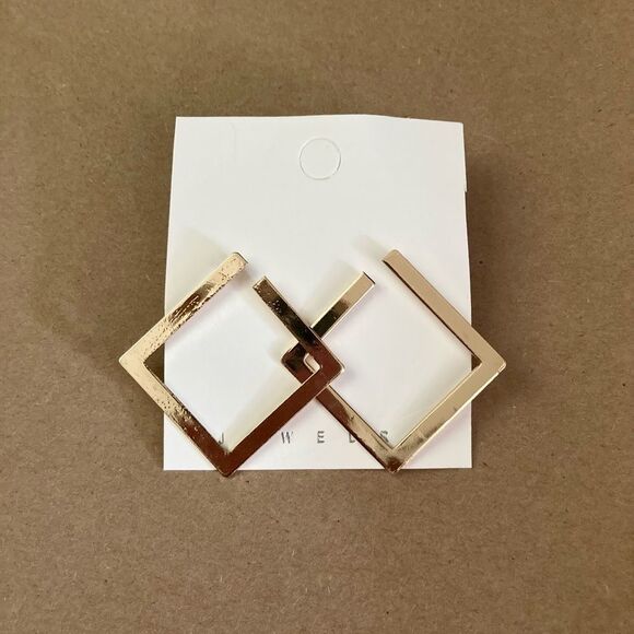 LAST PAIR! 𝅺Gold Square Hoop Earrings - Picture 2 of 3